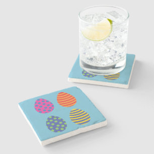 Four coloured easter eggs stone coaster