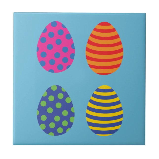 Four coloured easter eggs tile (Front)
