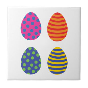 Four Coloured Easter Eggs Tile
