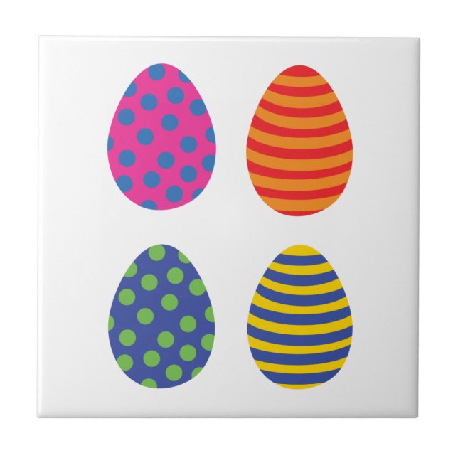 Four Coloured Easter Eggs Tile (Front)