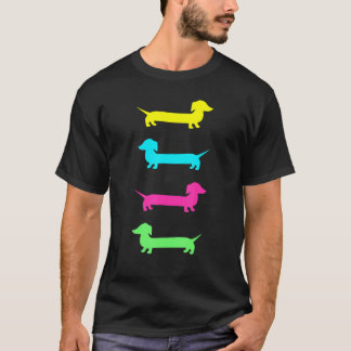 Four Colourful Dachshunds T-Shirt