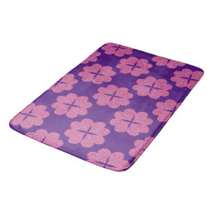 Four colourful flowers heart bath mat