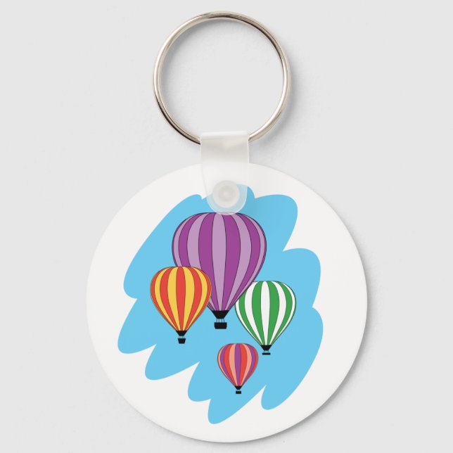 Four Colourful Hot Air Balloons Keychain (Front)