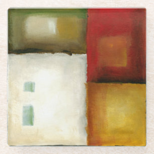 Four Colourful Rectangles by Chariklia Zarris Glass Coaster