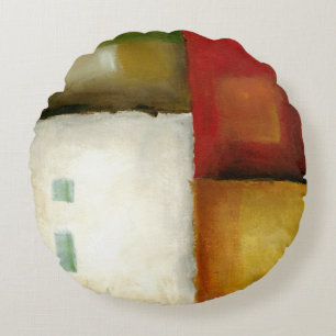 Four Colourful Rectangles by Chariklia Zarris Round Pillow