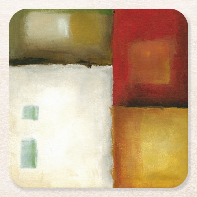 Four Colourful Rectangles by Chariklia Zarris Square Paper Coaster (Front)