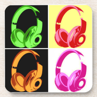 Four Colours Headphone Pop Art Head Phone Coaster