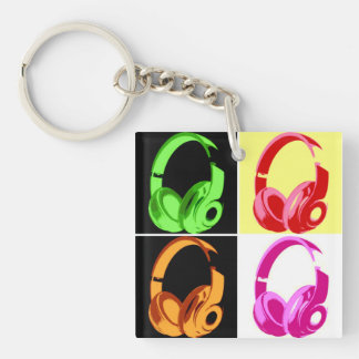 Four Colours Headphone Pop Art Head Phone Keychain