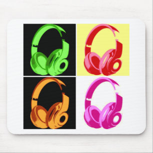 Four Colours Headphone Pop Art Head Phone Mouse Pad