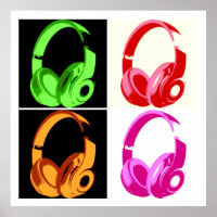Four Colours Headphone Pop Art Head Phone