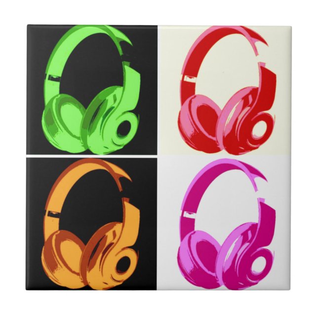 Four Colours Headphone Pop Art Head Phone Tile (Front)