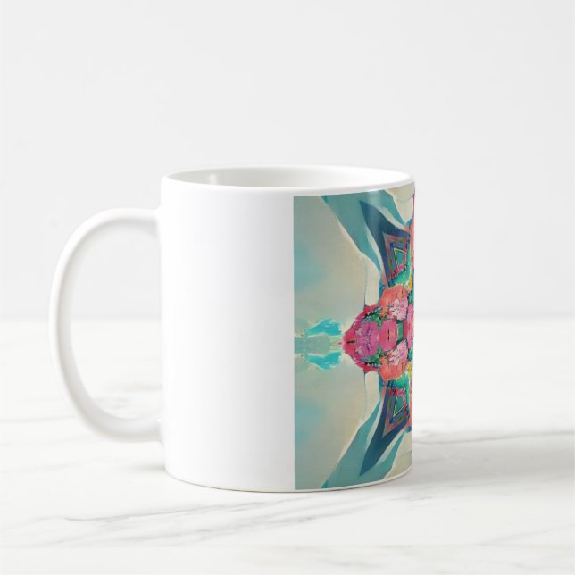 Four cornered rose flower arrangement geometric  coffee mug (Left)