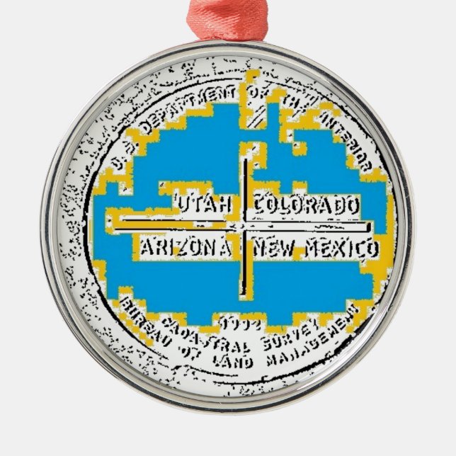 Four Corners Four States Metal Ornament (Front)