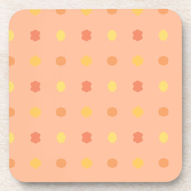 Four Corners Peach Yellow Tiled Pattern Coaster (Front)