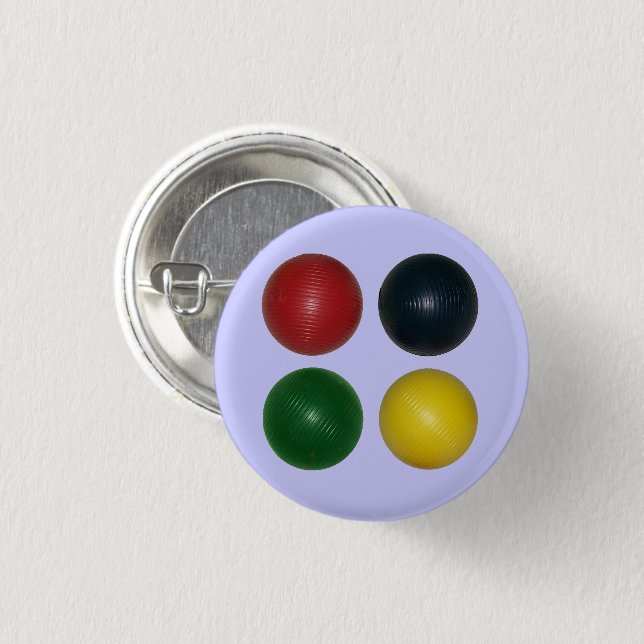 Four Croquet Balls 1 Inch Round Button (Front & Back)