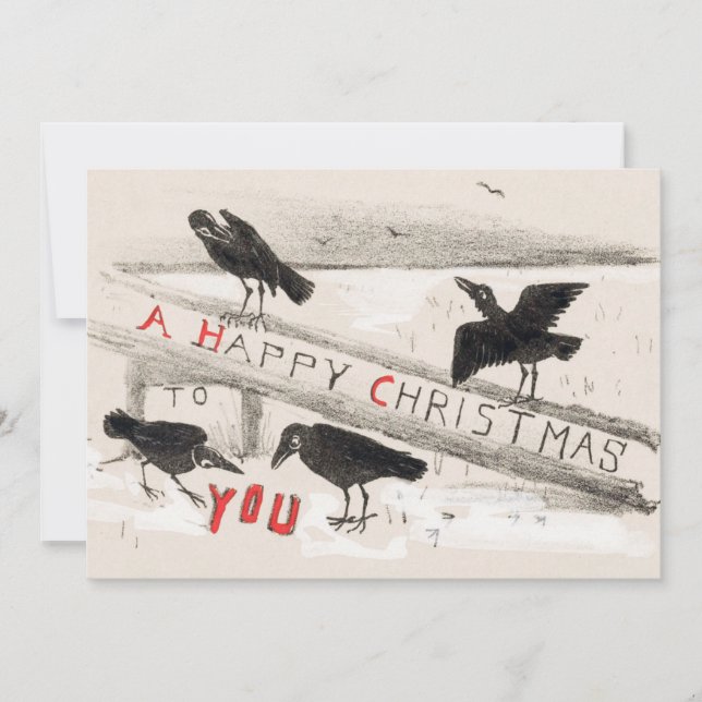 Four Crows Vintage Art Print Christmas (Front)