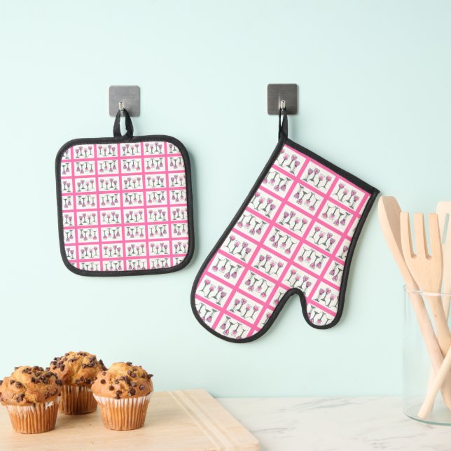 Four Cups of Wine for Passover / Pesach  Oven Mitt & Pot Holder Set (Insitu(Hanging))