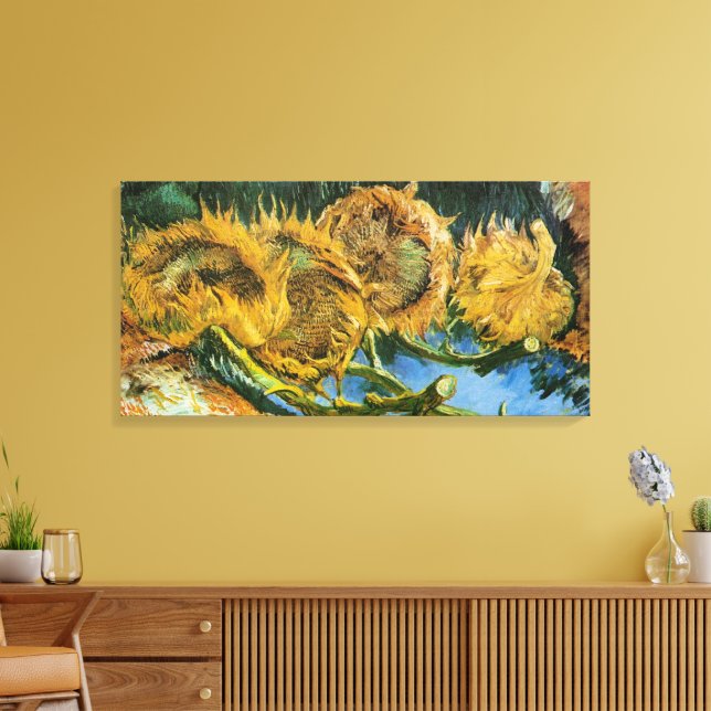 Four Cut Sunflowers by Vincent van Gogh Canvas Print (Insitu(LivingRoom))