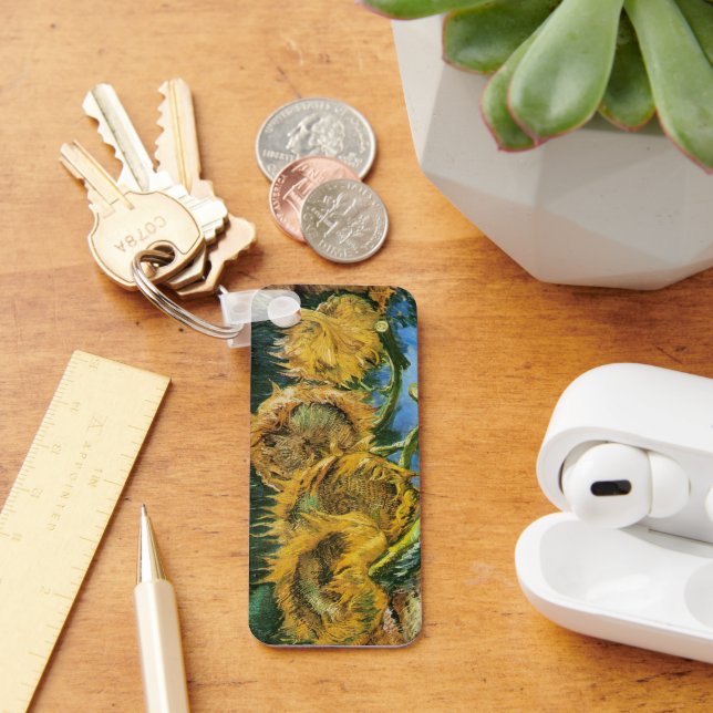 Four Cut Sunflowers by Vincent van Gogh Keychain (Desk)
