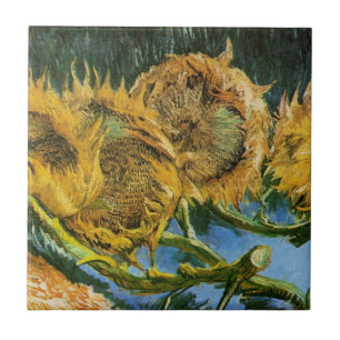 Four Cut Sunflowers by Vincent van Gogh Tile