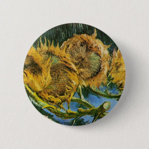 Four Cut Sunflowers, Vincent van Gogh 2 Inch Round Button