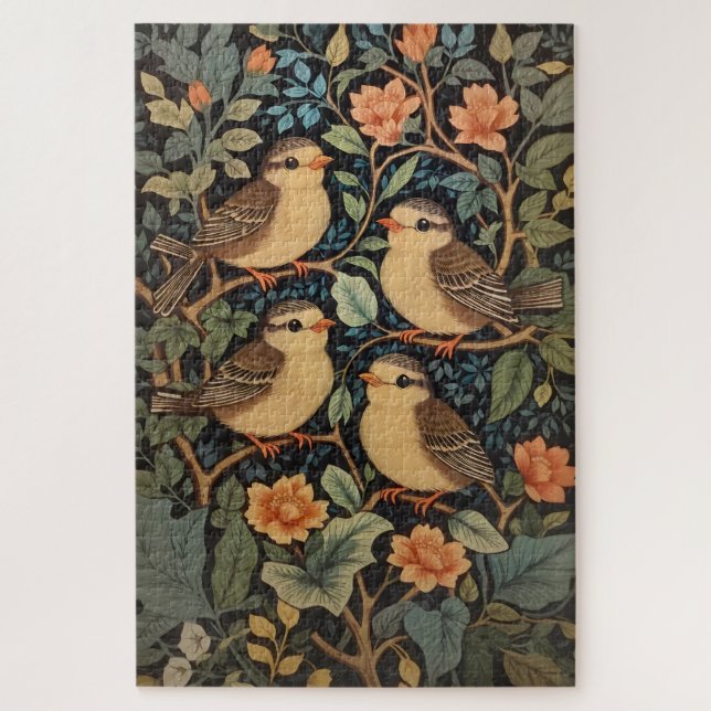  Four Cute Baby Birds Nature Inspired Jigsaw Puzzle (Vertical)