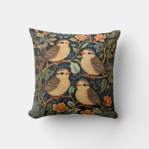 Four Cute Baby Birds Nature Inspired  Throw Pillow