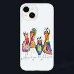 Four Cute Colourful Whimsical Birds Case-Mate iPhone 14 Case<br><div class="desc">This is an original mixed media painting of four whimsical birds. The painting is watercolor embellished with ink and watercolor pencils.</div>