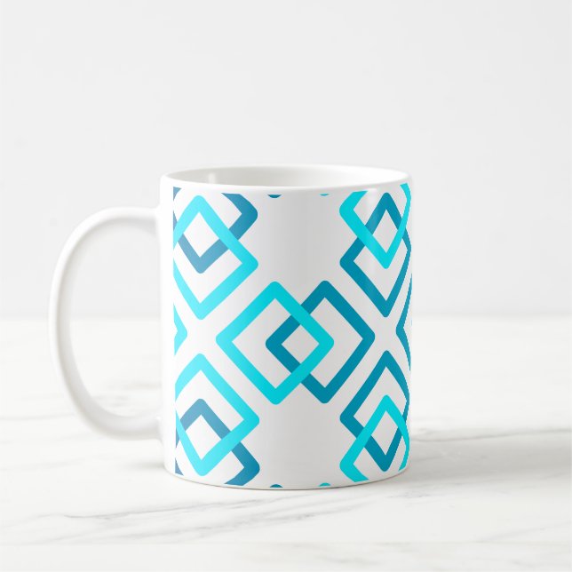 Four Cyan Color Squares Coffee Mug (Left)