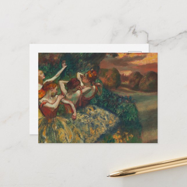 Four Dancers, Degas Art  Postcard (Front/Back In Situ)