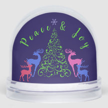 Four Deer & a Christmas Tree Peace & Joy