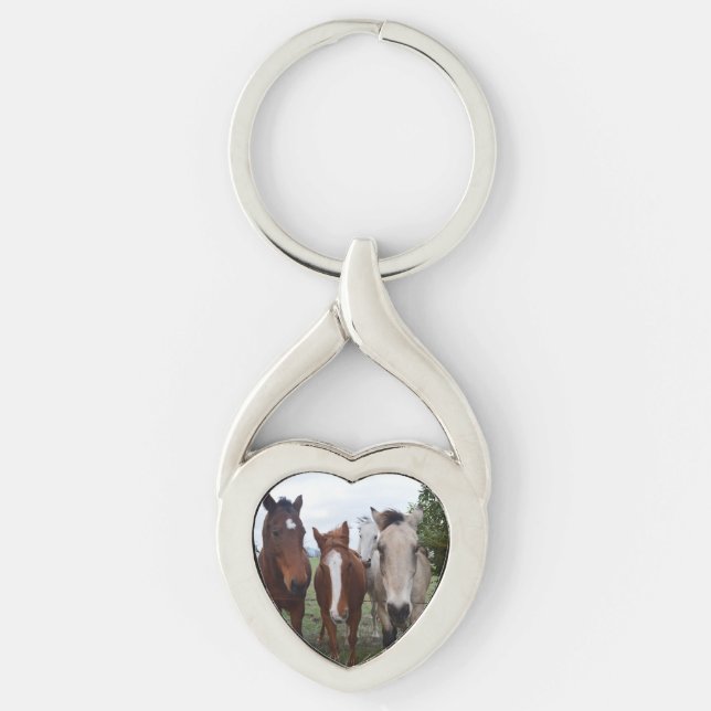 Four Different Colour Horses, Keyring (Front)