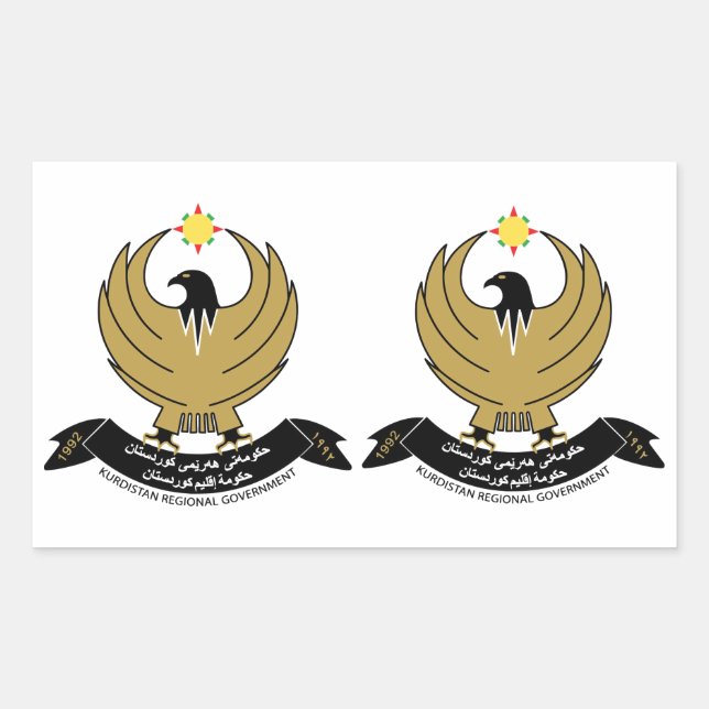 FOUR Double Kurdistan Coat of Arms Sticker (Front)