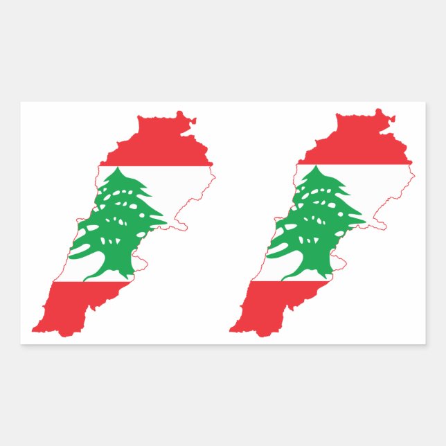 FOUR Double Lebanon Flag Map Sticker (Front)