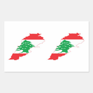 FOUR Double Lebanon Flag Map Sticker