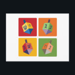 Four Dreidels Postcard<br><div class="desc">Get ready to play with your dreidel during the holidays. This will make a perfect gift!</div>