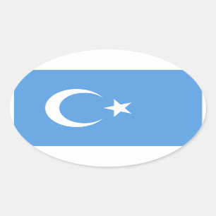 FOUR East Turkestan Uyghur Flag Oval Sticker