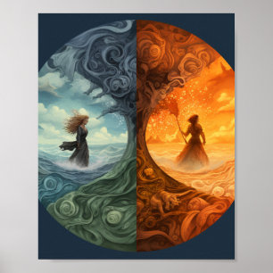 Four Elements Earth Fire Air Water Poster