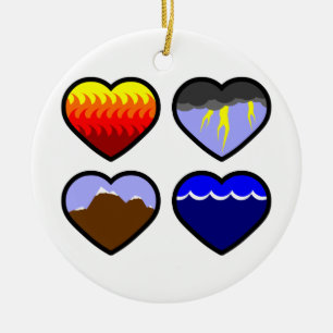 Four Elements Hearts Ceramic Ornament