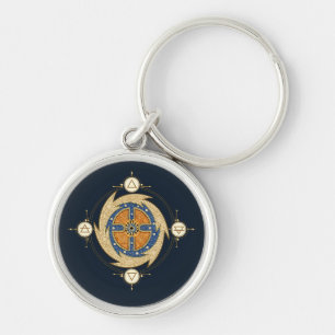 Four Elements Moroccan Mandala Sacred Geometry Keychain