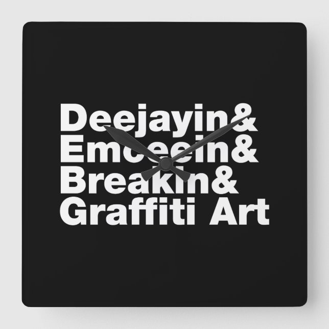 Four Elements of Hip Hop Square Wall Clock (Front)