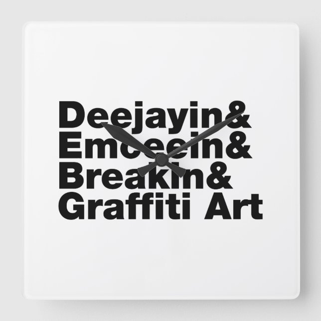 Four Elements of Hip Hop Square Wall Clock (Front)