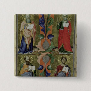 Four Evangelists, 14th century (vellum) 2 Inch Square Button