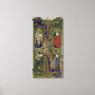 Four Evangelists, 14th century (vellum) Canvas Print