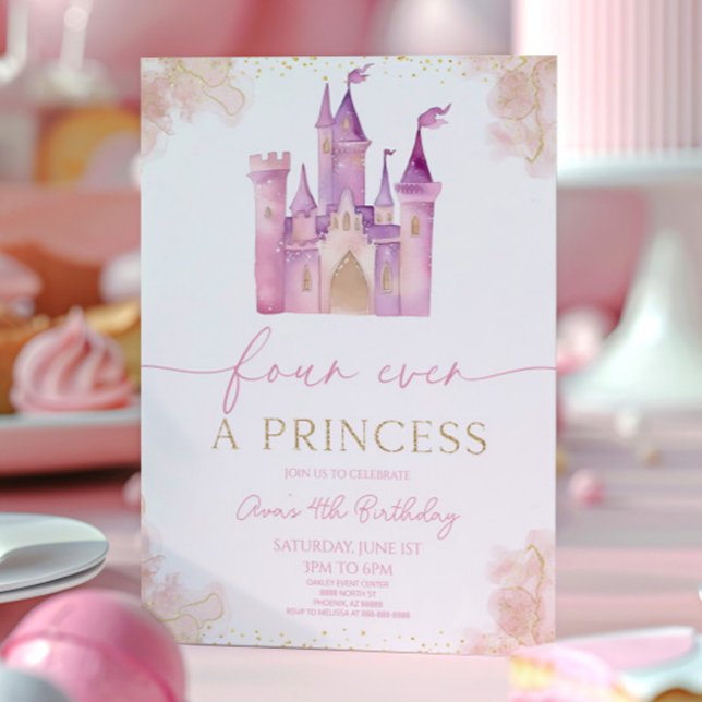 Four Ever A Princess Castle 4th Birthday Party Invitation (Creator Uploaded)