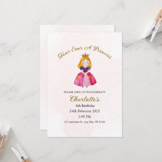 Four Ever A Princess Fourth Birthday Invitation