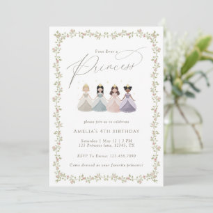 Four Ever a Princess Girls 4th Birthday Party Invitation