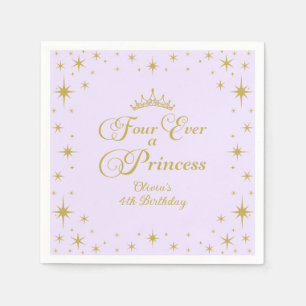 Four Ever a Princess Gold Princess 4th Birthday Napkin