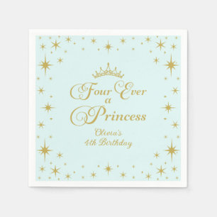 Four Ever a Princess Gold Princess 4th Birthday Napkin
