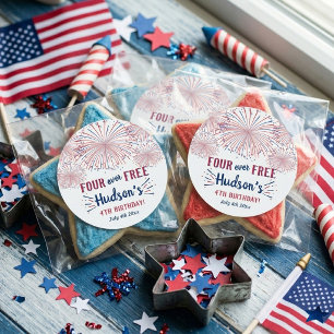 Four Ever Free! 4th Of July 4th Birthday Party Classic Round Sticker